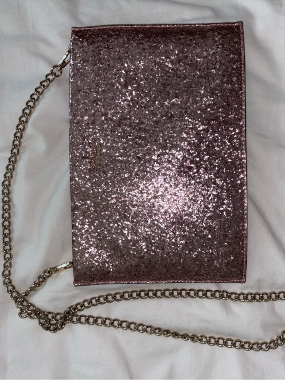 kate spade Glitter Convertible Chain Clutch in Rose
